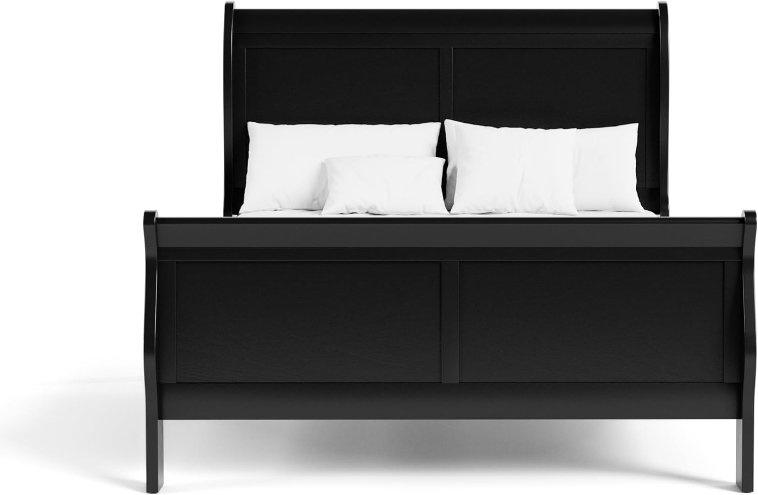 Furniture of America Arabella Traditional Wood Queen Bed Frame with Headboard and Footboard, Elegant Sleigh Design Bedframe for Bedroom, Guest Room, Easy Assembly, Box Spring Required, Black