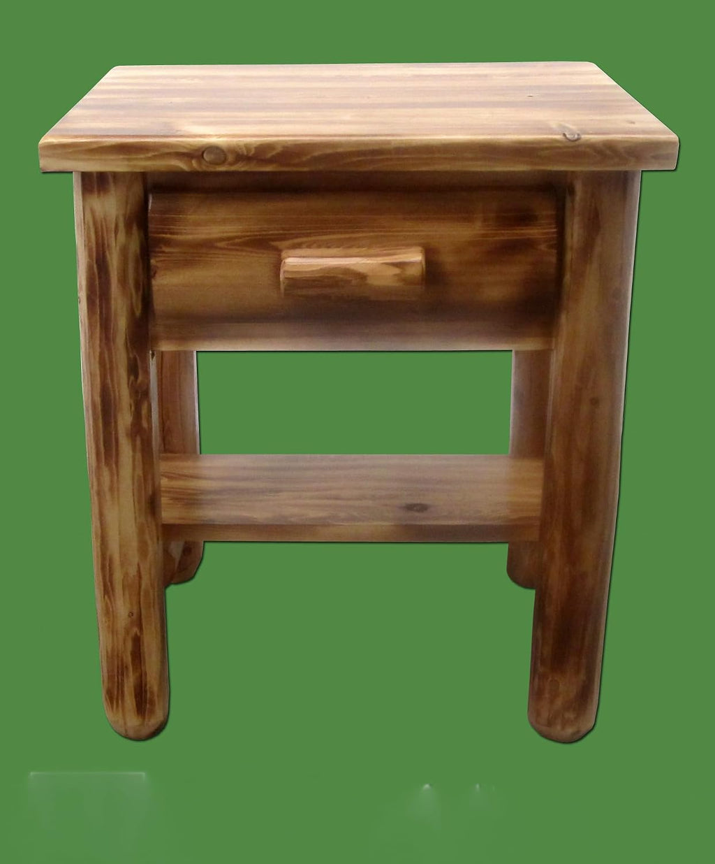 Log Bedroom Set - 5pc Torched Cedar/Amish Handcrafted / 100% Solid Wood/Dovetail/Double Log Side Rail Bed/Queen Size