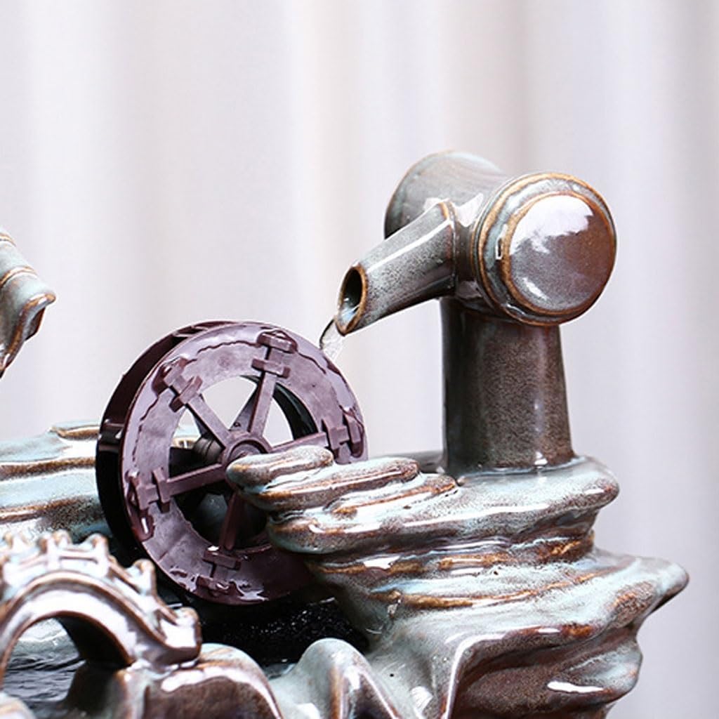 GUERNSEY Tabletop Fountain Tabletop Fountains Chinese Style Ceramic Water Ornaments Home Living Room Desktop Fountain Study Desktop Xunhua Water Fountain Indoor Fountain