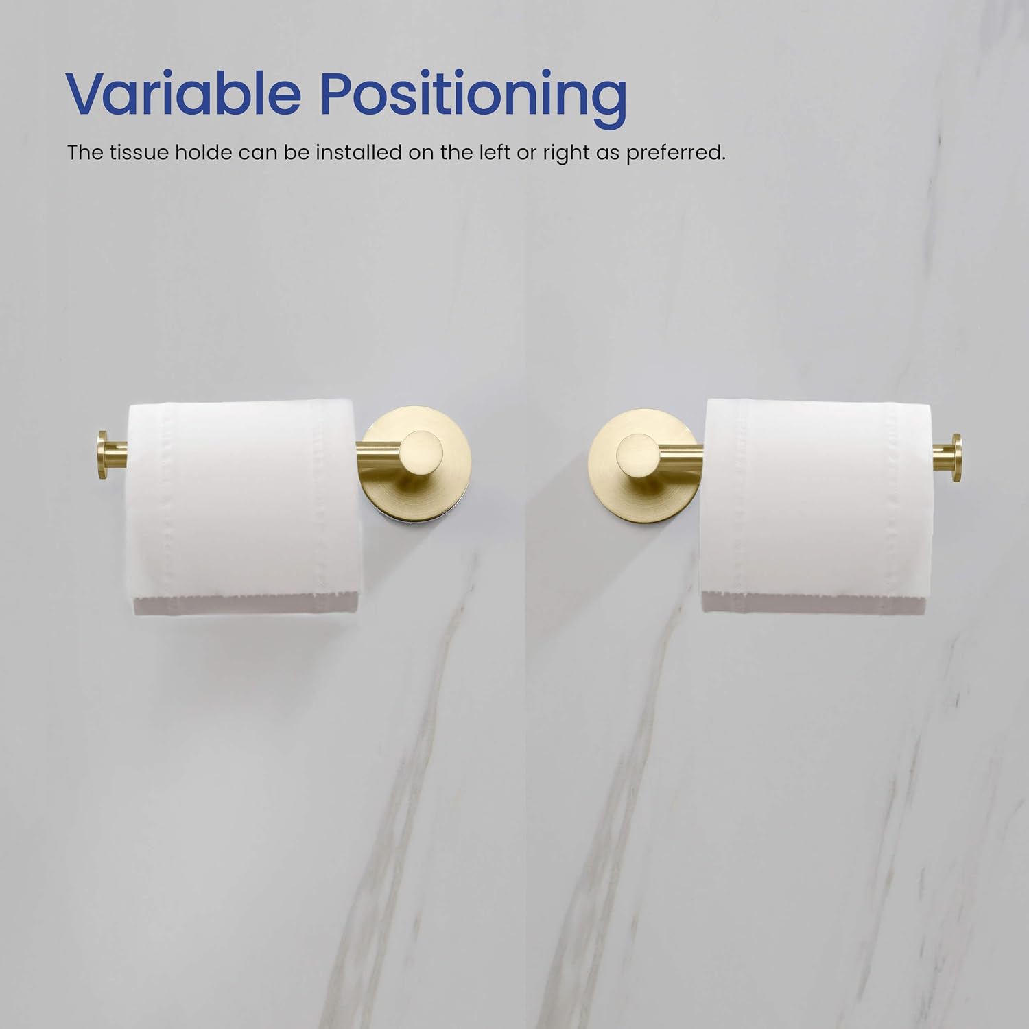 KIBI 5-Piece Bathroom Hardware Set – Wall Mounted Circular Bathroom Accessories Kit with 18 Inch Towel Bar, Towel Ring, Toilet Paper Holder & 2 Robe Hooks – Brushed Gold
