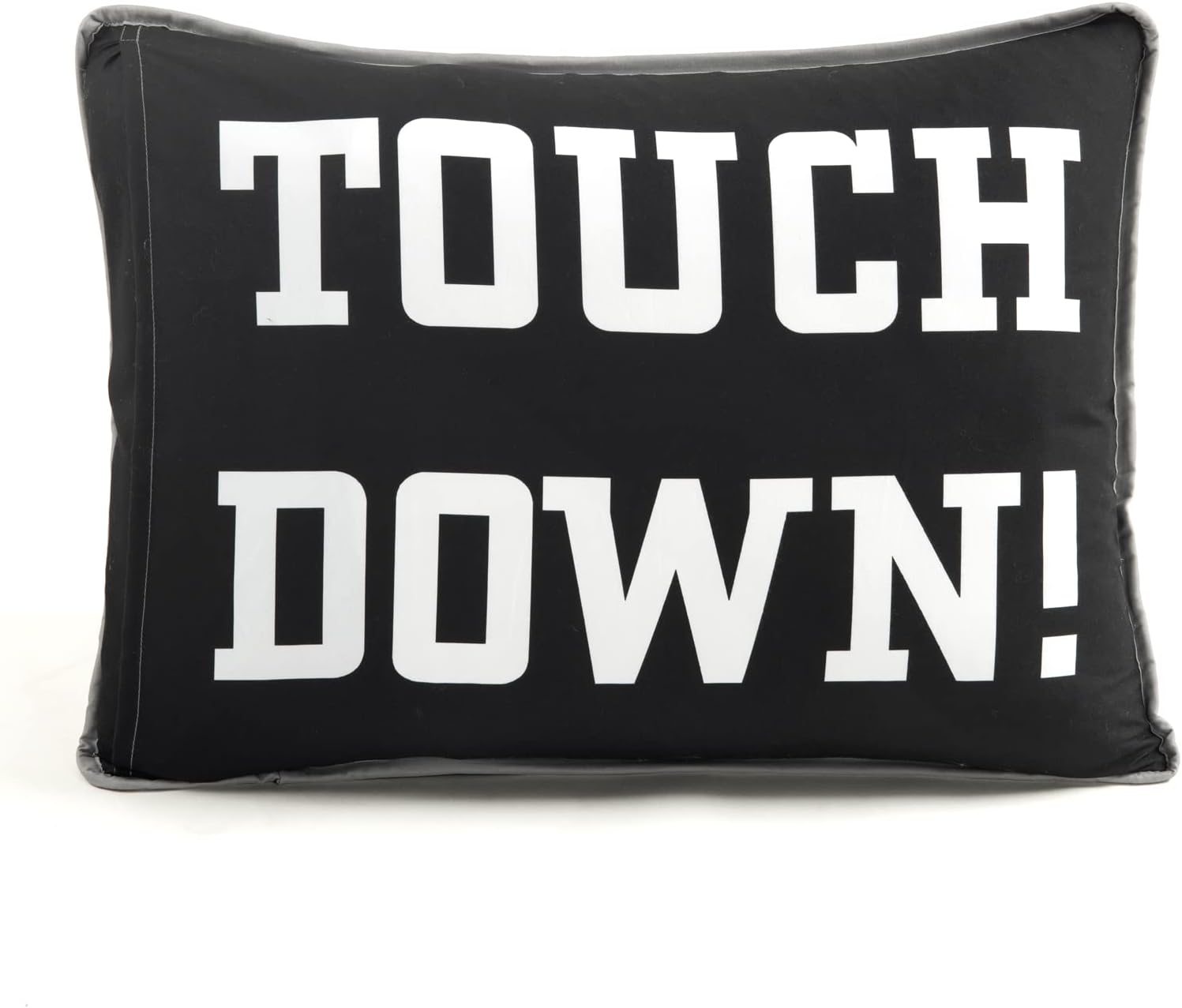 Lush Decor American Football Reversible Quilt Twin Size 4 Piece Set Gray & Black - Toddler Bedding Set Twin Quilt - Kids Bedroom Football Decor