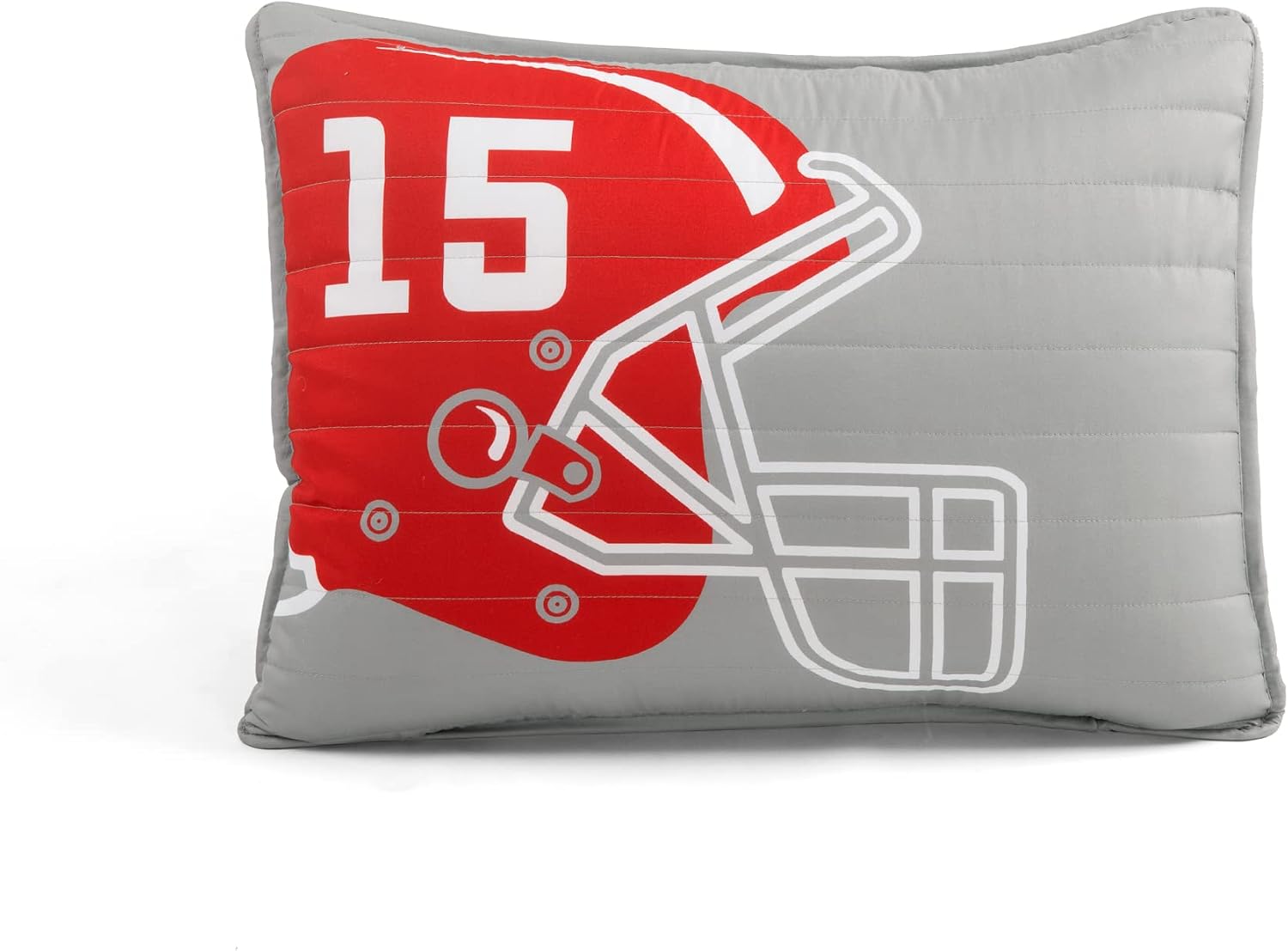 Lush Decor American Football Reversible Quilt Twin Size 4 Piece Set Gray & Black - Toddler Bedding Set Twin Quilt - Kids Bedroom Football Decor