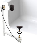 Westbrass A50P35TLE-12 35' Cable Drive Bath Drain Trim Kit with Rotary Overflow Cover Knob, European Stopper and Poly Tubular Pipes, Oil Rubbed Bronze
