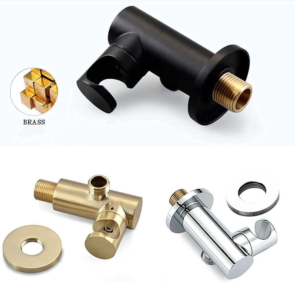Shower System Round Rainfall Shower Head System with Handheld Combo Set, Wall Mounted Shower Faucet Set Complete with Brass Valve and Trim Kit (Color : Black)