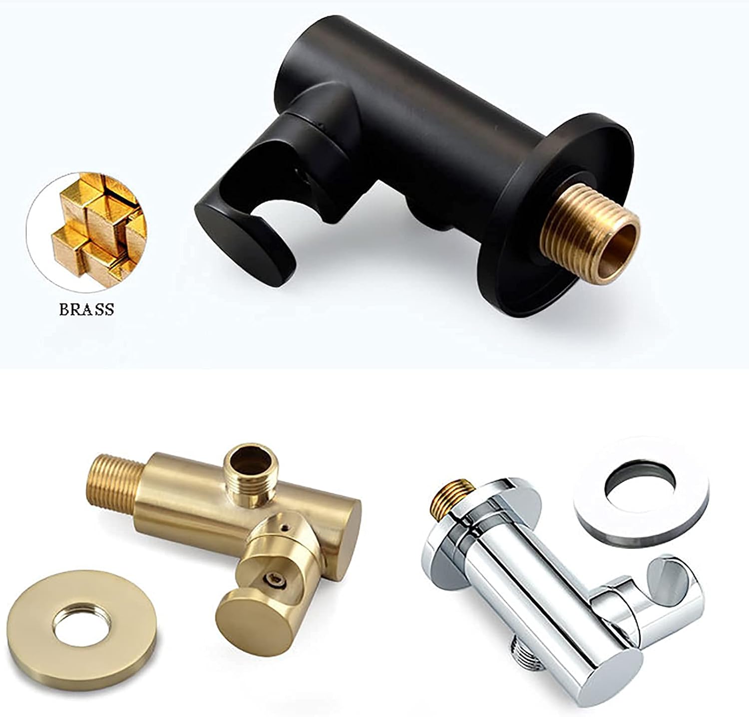 Shower System Round Rainfall Shower Head System with Handheld Combo Set, Wall Mounted Shower Faucet Set Complete with Brass Valve and Trim Kit (Color : Black)