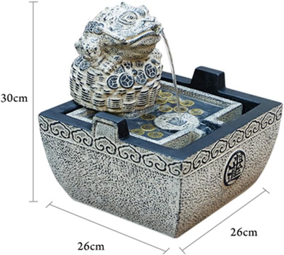 GRFIT Indoor Fountain Tabletop Relaxation Fountain with Golden Toad Table Fountain