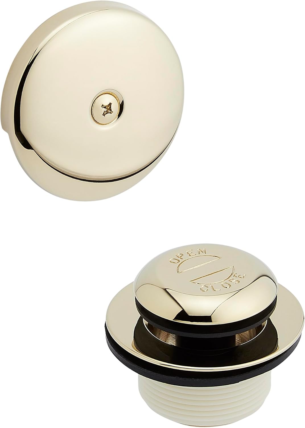 Signature Hardware 948039 Pop-Up Drain with Overflow Cover for Alcove Tub - Polished Brass