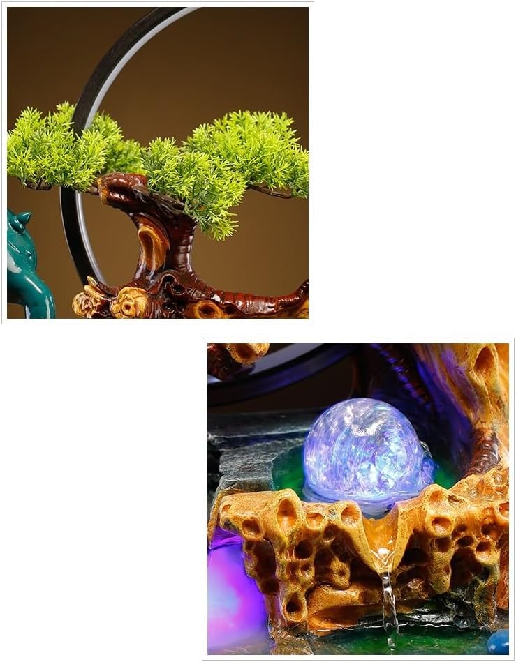 GUERNSEY Tabletop Fountain Tabletop Fountain Creative Water Ornaments Circulating Water Living Room Porch Chinese Style Decoration Office Desktop Decoration Indoor Fountain