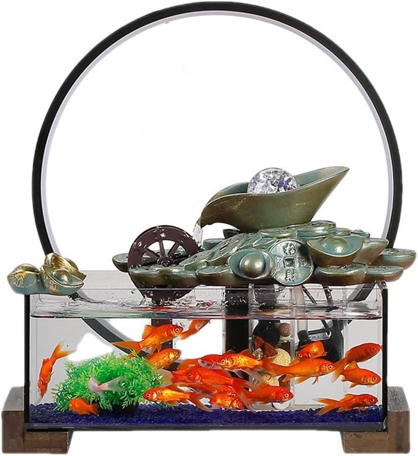 GUERNSEY Tabletop Fountain Chinese Style Water Fountain Fish Tank Ornaments Living Room Desk Decoration Circulating Water Study Desktop Fountain Indoor Fountain