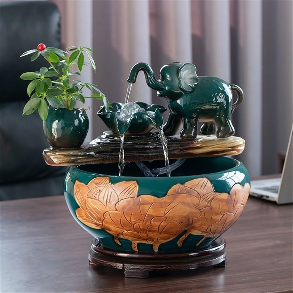 Tabletop Fountain Ceramic Modern Design Water Feature Indoor Tabletop Desktop Home Decoration Office Decor(Medium)
