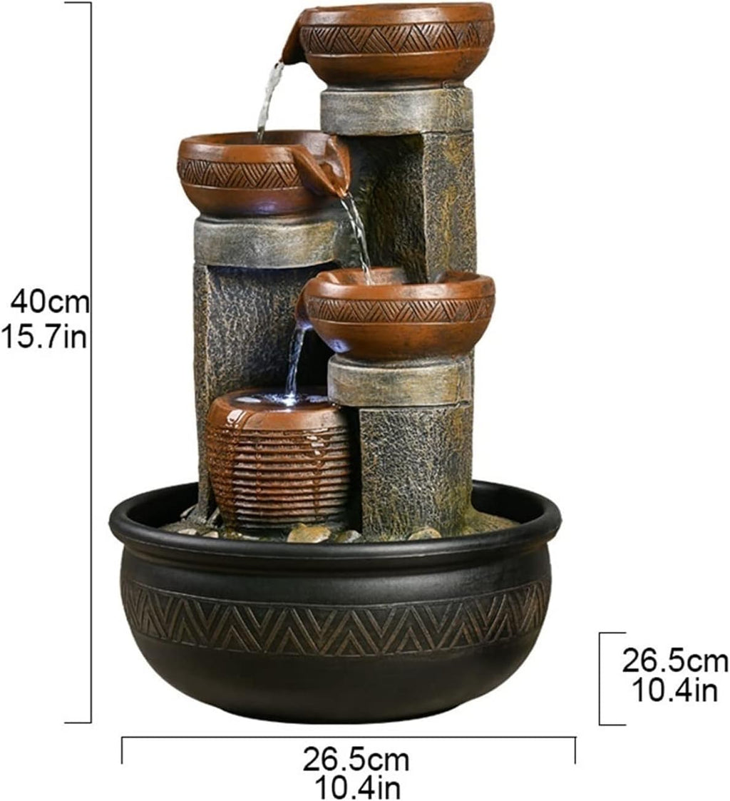 HIHELO Tabletop Fountain Retro Circulating Water Fountain Home Living Room Desktop Decoration Entrance TV Cabinet Office Decorative Fountain Indoor Fountain