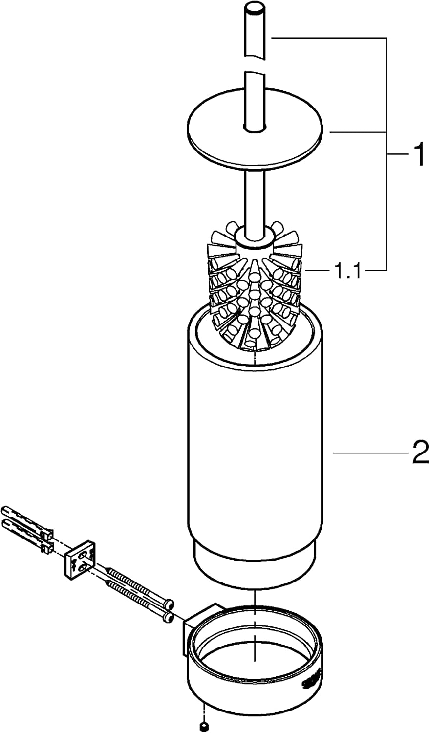 Grohe Selection Toilet Brush Holder Complete, Glass and Metal