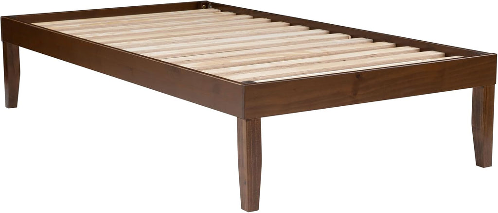 Powell Fordham Walnut Solid Pine Wood Twin Sized Platform Bed with Six Drawer Dresser and Set of 2 Two Drawer Nightstands