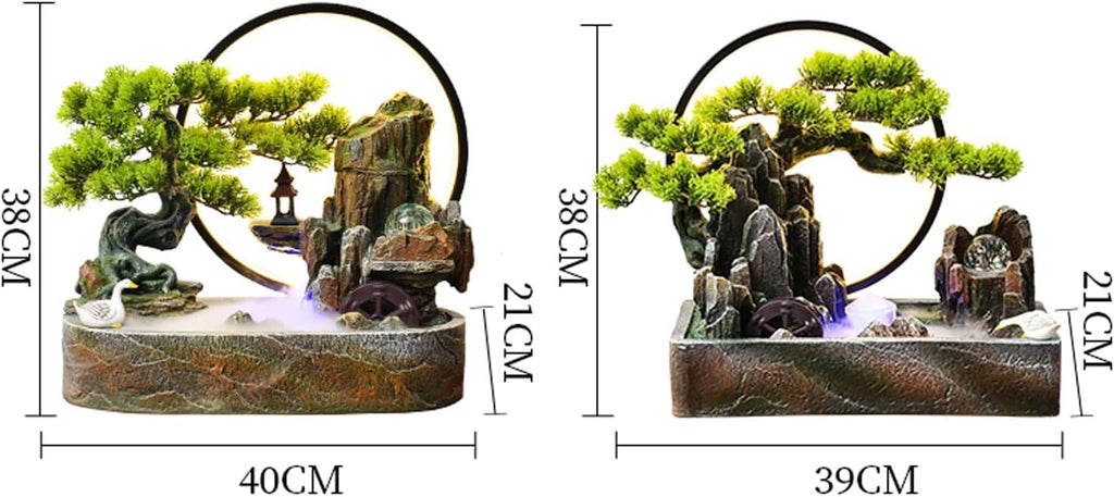 Tabletop Fountain Tabletop Water Fountain Artificial Bonsai Tree Design Indoor Resin Waterfalls Fountains Decorative Tabletop Fountain with LED Light Best Home Gifts for Parents or Friends Water Fount