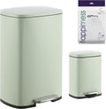 happimess HPM1006E Connor Rectangular 13-Gallon Trash Can with Soft-Close Lid and FREE Mini Trash Can, Fingerprint Resistant, Modern, Minimalistic for Home, Kitchen, Office, Bathroom, Pistachio Gelato