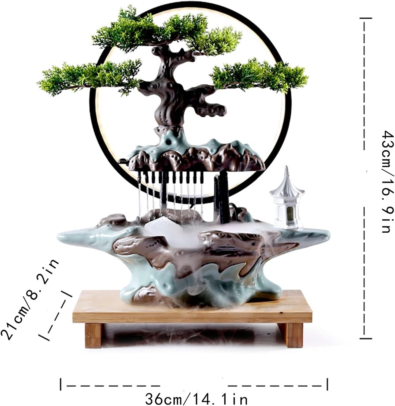 Tabletop Fountain Tabletop Fountain with Light Relaxation Fountain for Interior Decoration Indoor Fountain Tabletop Fountains16 Inch Tall Desktop Fountains (Color : 1)