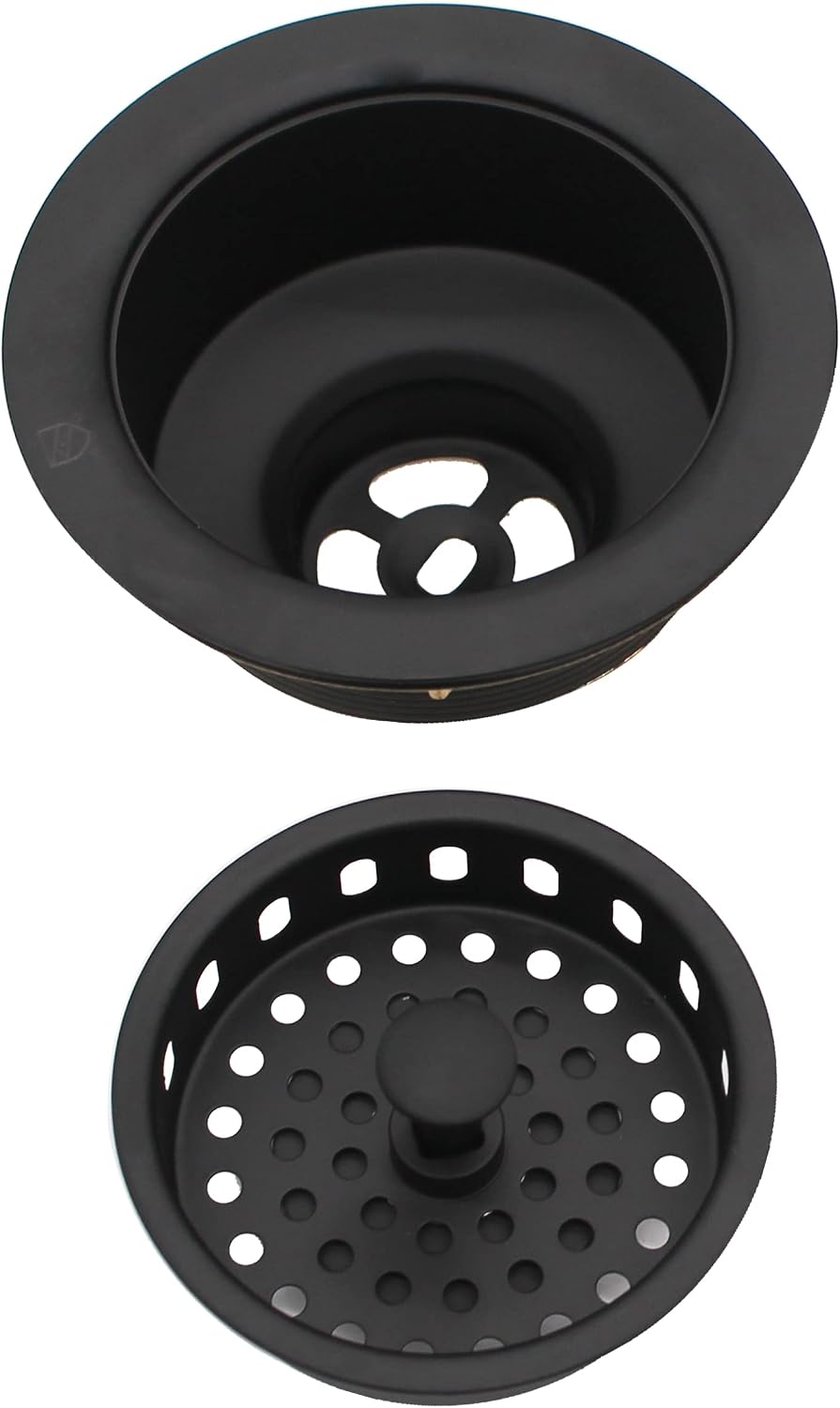 Westbrass CO2185-62 Combo Pack 3-1/2' Post Style Large Kitchen Sink Basket Strainer and Waste Disposal Drain Flange with Stopper, Matte Black