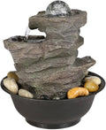 Tabletop Fountains Desktop Fountain Interior Decoration Tabletop Fountain with Led Lights and Rotating Ball, Suitable for Home Office 21.5×21.5×25Cm Zen Meditation Indoor