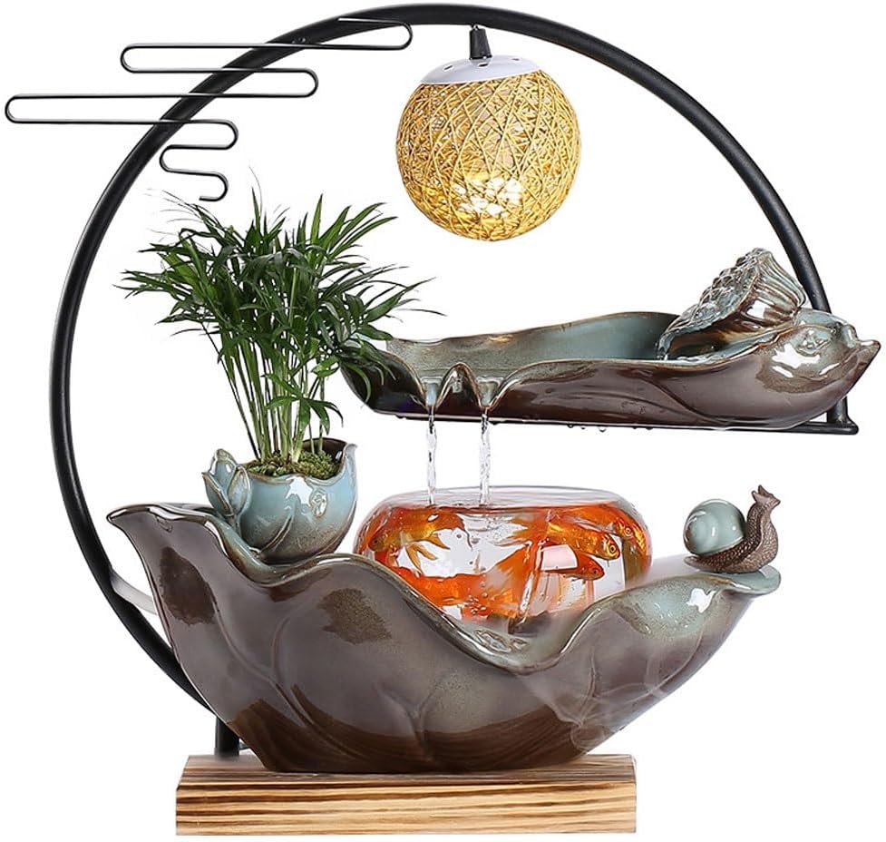 GUERNSEY Tabletop Fountain Creative Living Room Desktop Water Feature Office Desktop Water Fountain Ornaments Indoor Rockery Fish Tank Decoration Indoor Fountain
