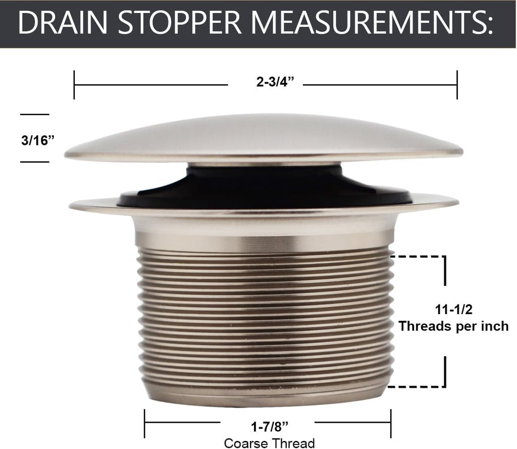 Westbrass D398R-50-07 1-1/2' NPSM Coarse Thread Mushroom Tip-Toe Bathtub Drain Stopper, Satin Nickel (50-Pack)