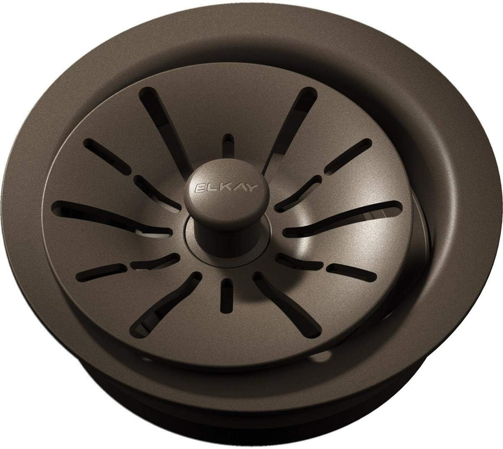 Elkay Quartz Perfect Drain 3-1/2' Polymer Disposer Flange with Removable Basket Strainer and Rubber Stopper Chestnut