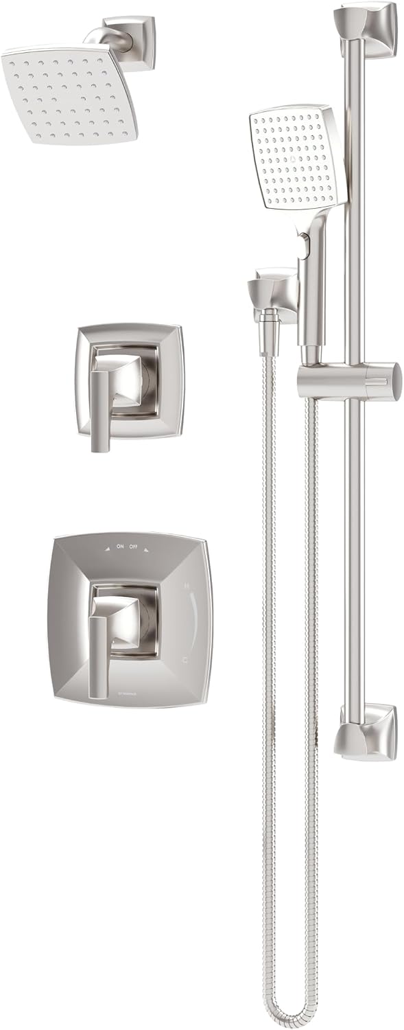 Symmons Oak HydroMersion Double Handle Shower Trim Kit with Hand Spray in Satin Nickel (Valve Not Included) - 5695STN15TRM