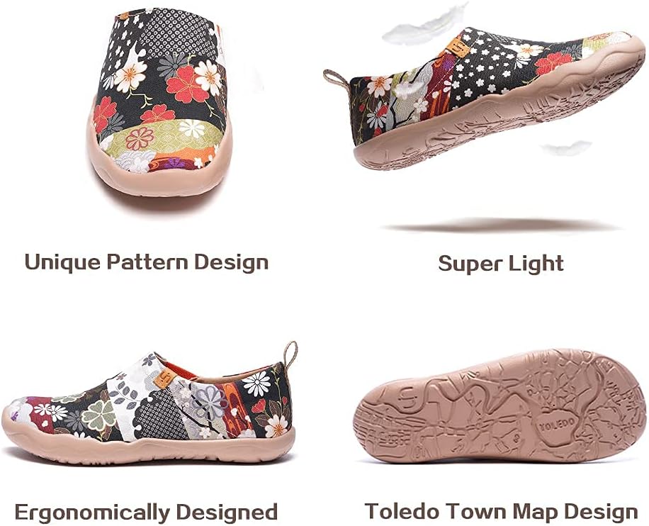 UIN Women's Artistic Slip-On Shoes Vibrant Floral Casual Loafers Lightweight Comfortable Travel Footwear