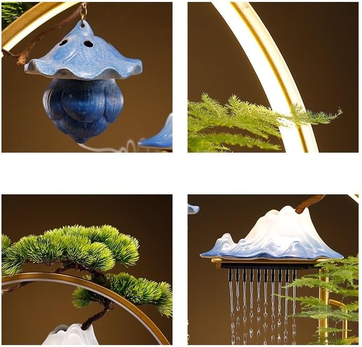 GUERNSEY Tabletop Fountain Tabletop Fountain Ceramic Crafts Ornaments Circulating Water Backflow Incense Burner Living Room Decorations Indoor Fountain