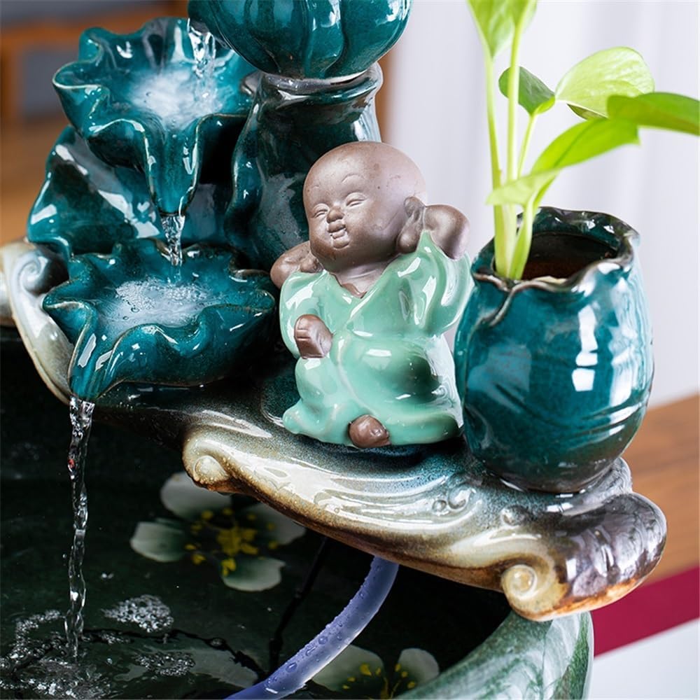 Tabletop Ceramic Fish Tank Tabletop Fountain for Indoor and Home Decoration Table Desk Office Patio Decor(Large)