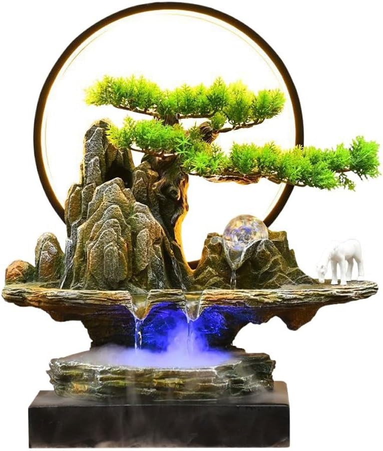 GUERNSEY Tabletop Fountain Tabletop Fountains Chinese-Style Living Room Circulating Water Ornaments Rockery Water Fountain Ornaments Office Desktop Decorations Indoor Fountain