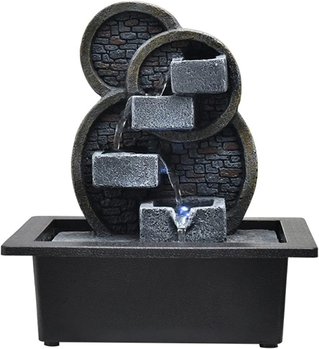 Indoor Fountain Indoor Fountain Tabletop Fountains Multi-Colored LED Lights Perfect Size for Home Office Soothing Cascading Water Sounds Tiered Desktop Features Tabletop cor (E)