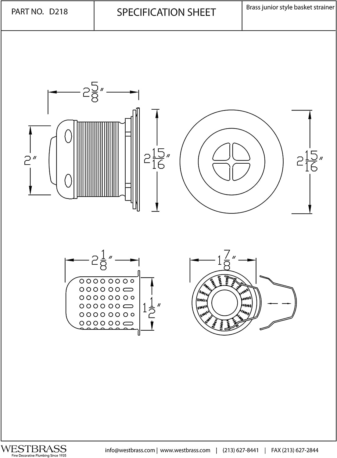 Westbrass D218-50-12 Junior Bar and Laundry Sink Drain Assembly with Removable Strainer Basket, Oil Rubbed Bronze (50-Pack)