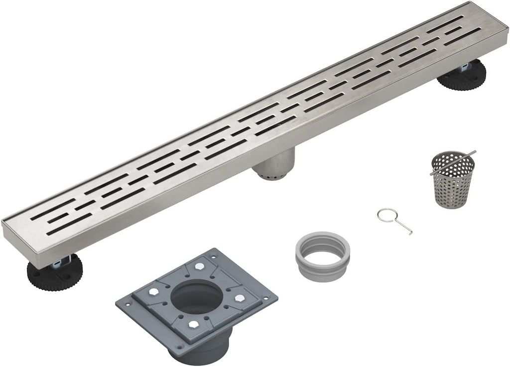 10 Inch Overhead Rainhead Shower Combo Set and 28 Inch Linear Shower Drain