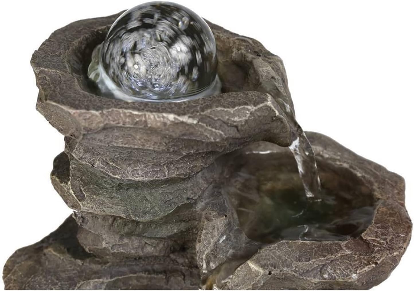 HIHELO Indoor Tabletop Waterfall Fountain Desktop Fountain Interior Decoration Tabletop Fountain with LED Lights and Rotating Ball, Suitable for Home Office 21.5×21.5×25cm Meditation Fountain
