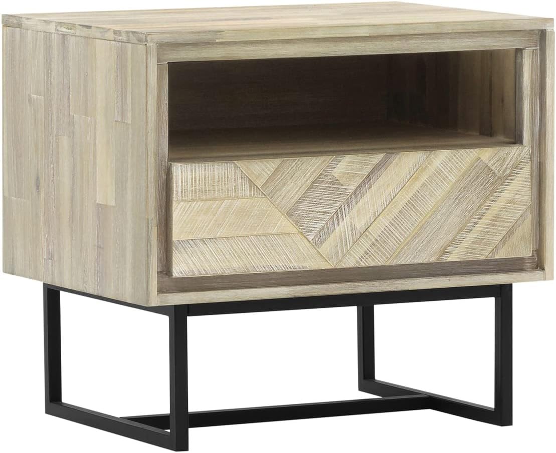 Armen Living Peridot 4 Piece Queen Bedroom Set in Natural Acacia Wood