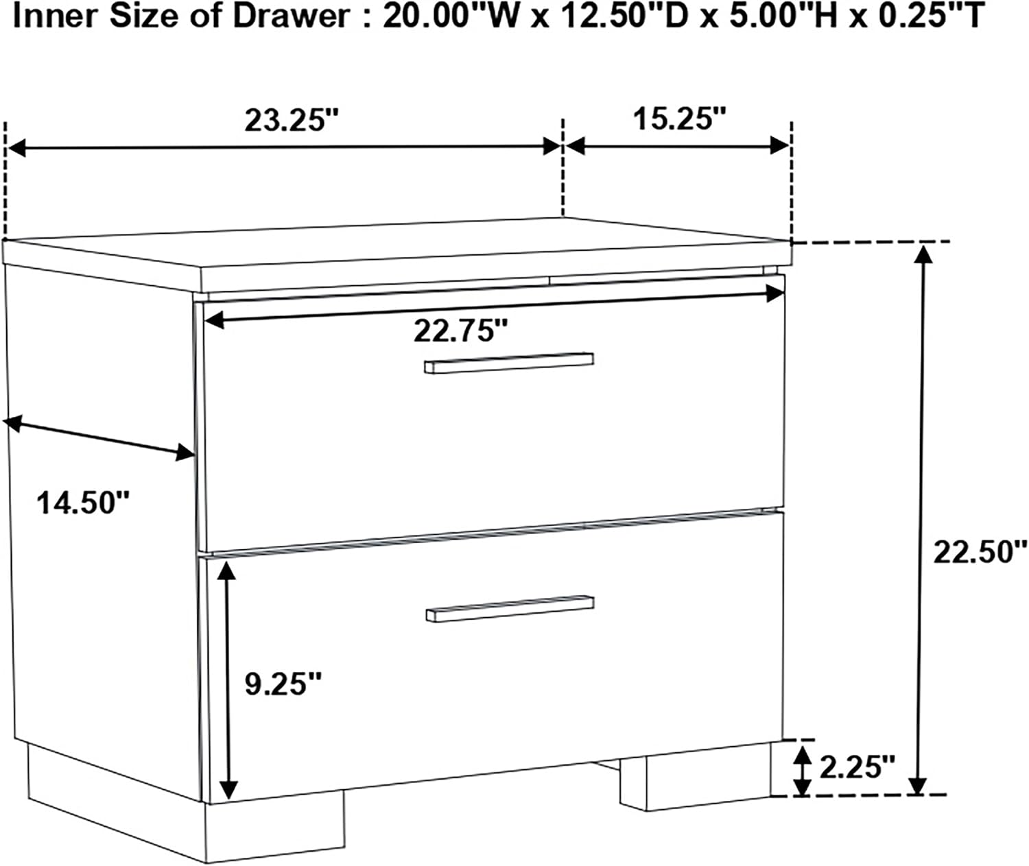 Coaster Home Furnishings Felicity Contemporary 4-Piece Bedroom Set Queen Size Panel Bed Frame 51-inch Headboard White High Gloss 203501Q-S4