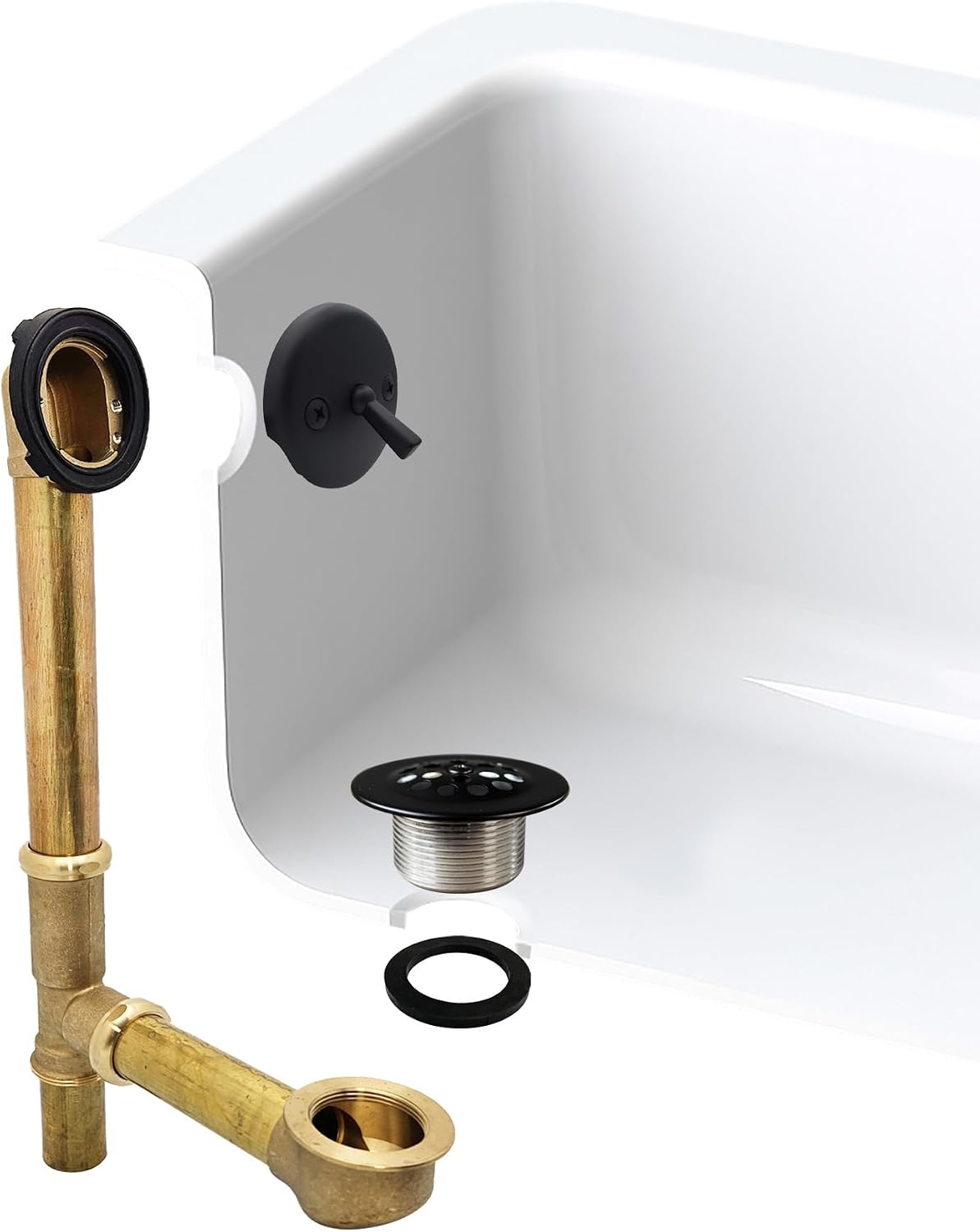 Westbrass A323-62 14' Bath Waste & Overflow Assembly with Trip Lever and Beehive Strainer Grid Drain, Matte Black