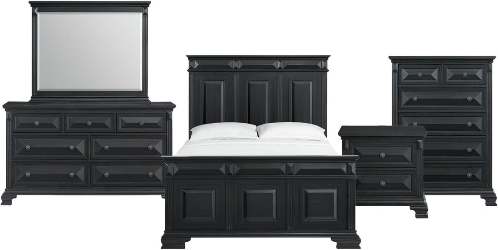 Picket House Furnishings Sumner Queen Panel 5PC Bedroom Set in Black