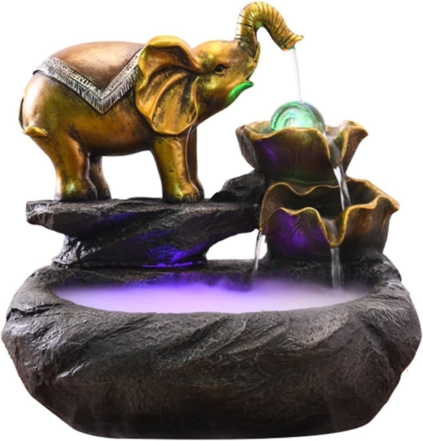 HIHELO Desktop Fountain Tabletop Fountain Elephant Flowing Water Fountain Landscape Indoor Living Room Decorations with Atomizer Desktop Decoration Water Fountain Outdoor