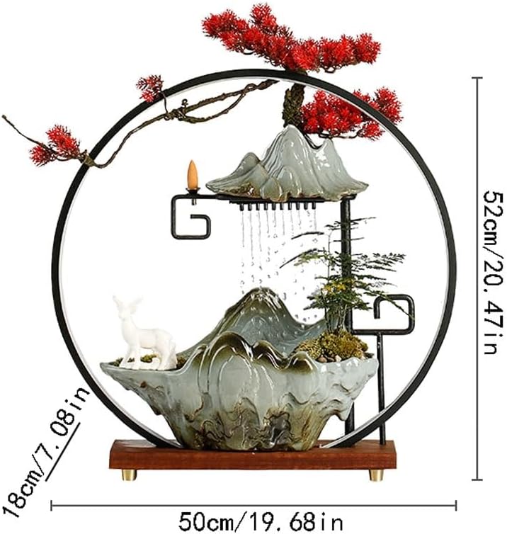 GUERNSEY Tabletop Fountain Creative Ceramic Water Ornaments Office Desktop Rockery Fountain Ornaments Indoor Desktop Decorations Indoor Waterfall Feature Indoor Fountain