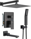 DASAN Tub Shower Faucets Sets Complete Matte Black Bathtub Shower System with Tub Spout, Bathtub Faucet Set Tub and Shower Faucet Combo Trim Kit with Rough-in Valve