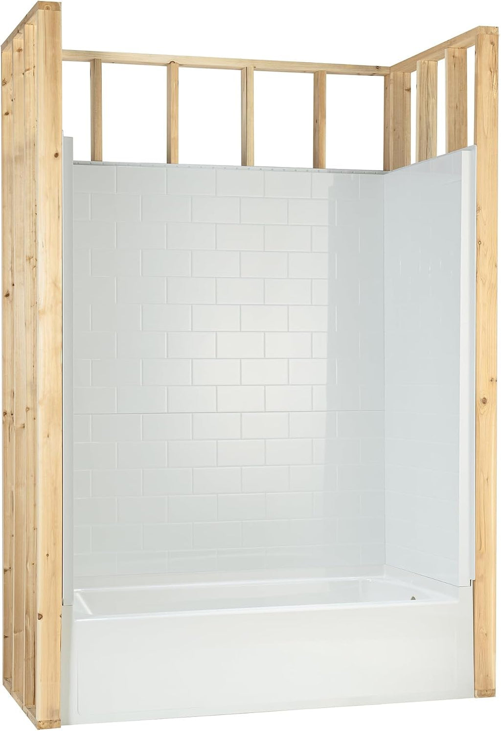 WOODBRIDGE 60' x 32' 4-Piece Direct-to-Stud Alcove Tub Surround, 1-3/4 inch (44mm) Thick, with Right-Drain Hole Soaking Bathtub Combo in White