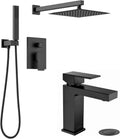 Lava Odoro 2-Setting Shower Faucet Set and Bathroom Faucet, Matte Black