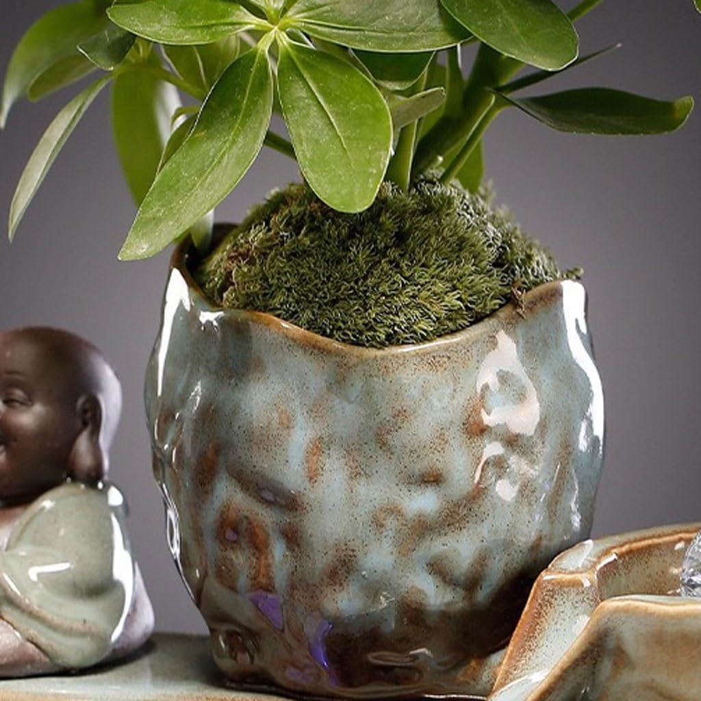 GUERNSEY Tabletop Fountain Chinese Rockery Ceramic Water Ornaments Living Room Creative Office Desktop Circulating Water Fountain Ornaments Indoor Waterfall Feature Indoor Fountain