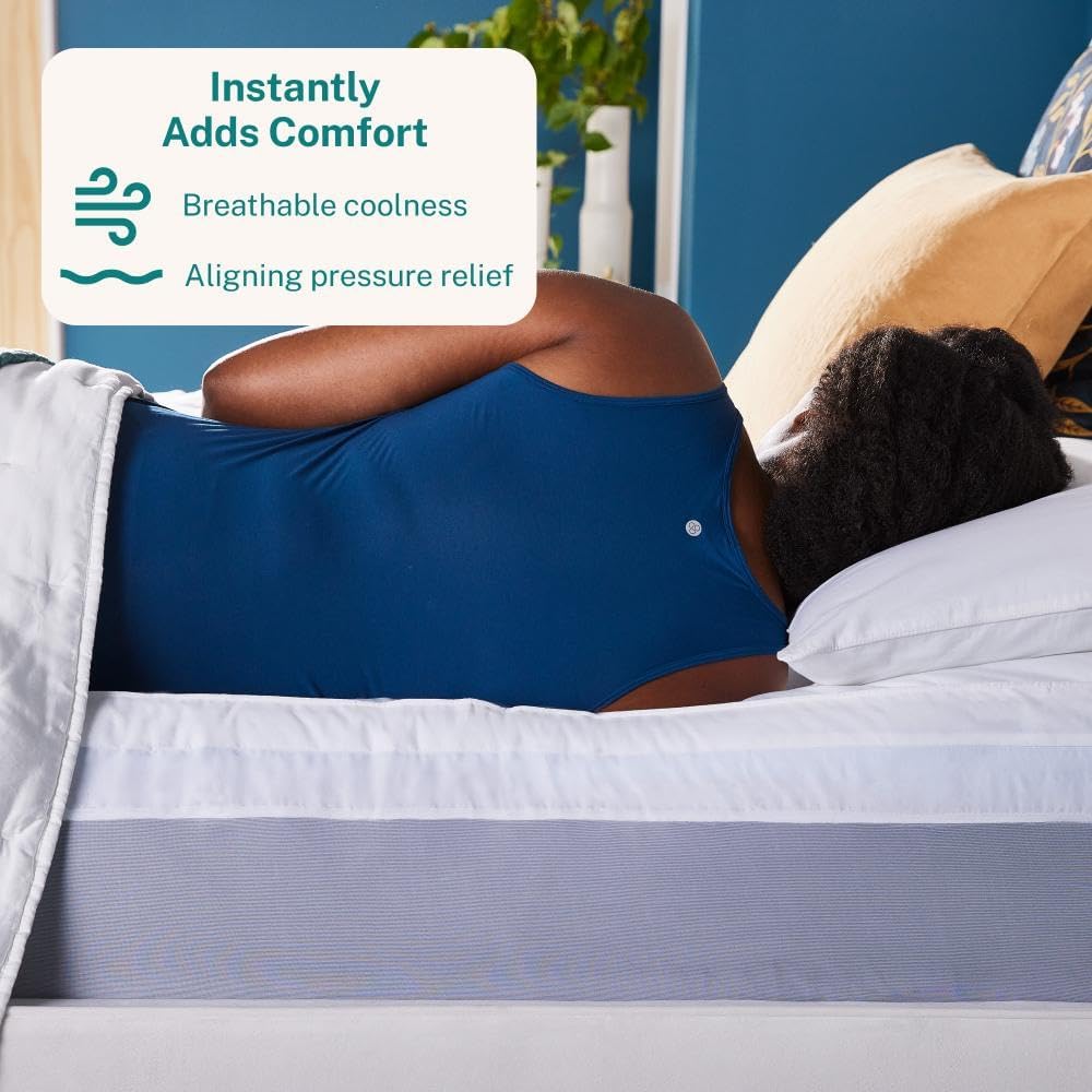 Sleep Innovations Dual Layer 4 Inch Memory Foam Mattress Topper, California King Size, Medium Support, 2 Inch Cooling Gel Memory Foam Plus 2 Inch Pillow Top Cover