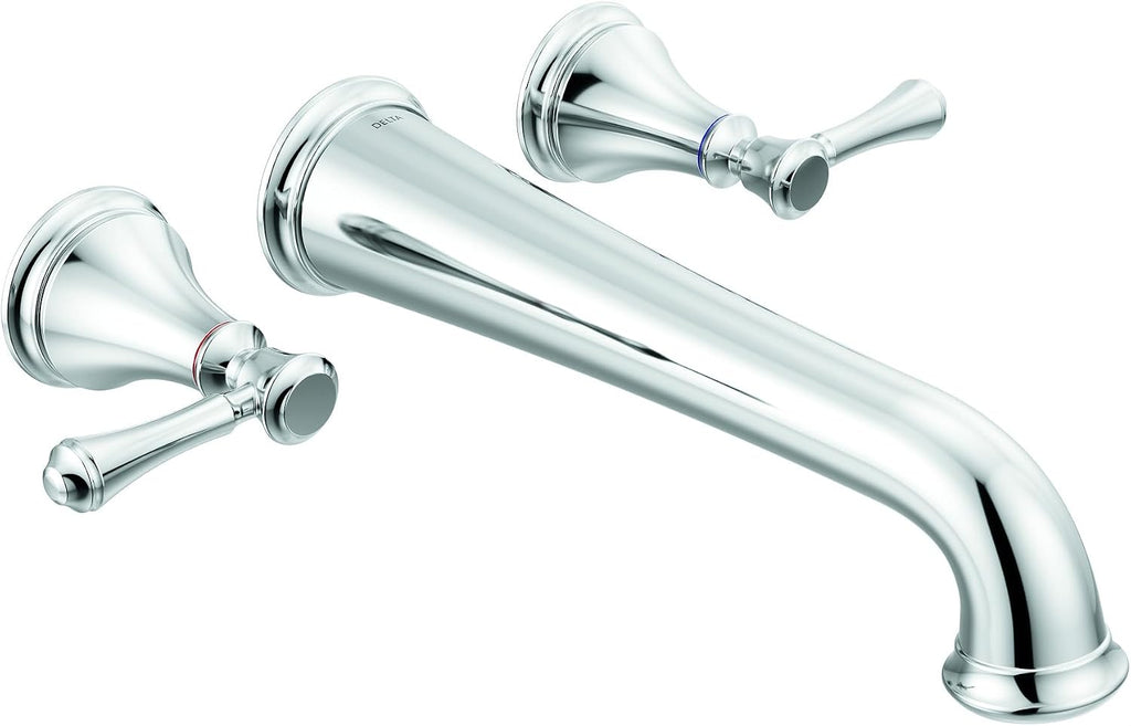 Delta Wall Mount Bathroom Faucet 3 Hole, Chrome Bathroom Sink Faucet for Vanity, Chrome T5797-WL (Valve Not Included)