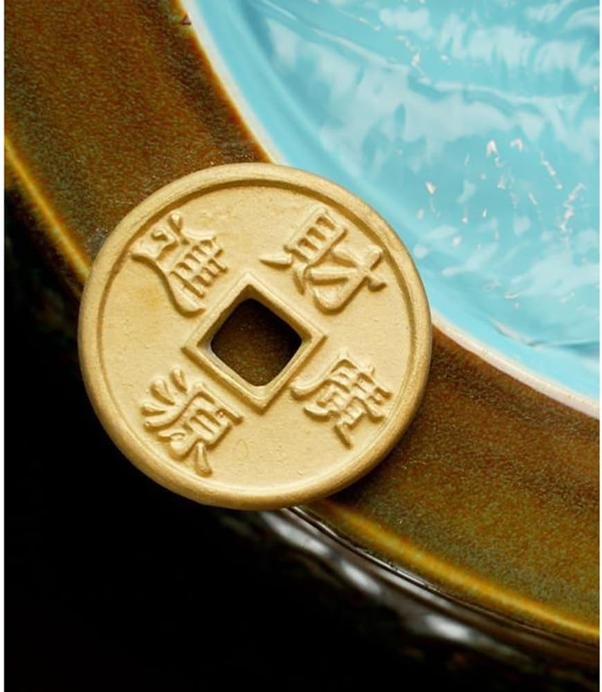 GRFIT Indoor Fountain Relaxing Ceramic Tabletop Fountain with Water Wheel and Lucky Toad Decoration Table Fountain