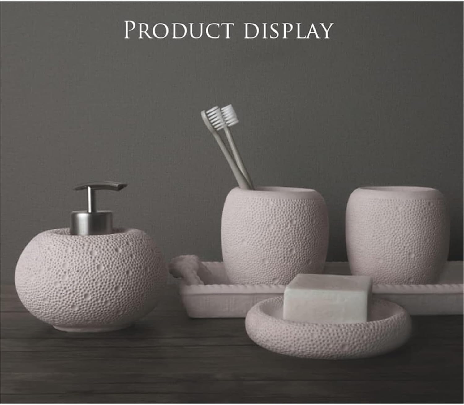 Bathroom Accessory Natural Sand Bathroom Accessory Set Soap Dispenser Sets(Pink,4 Pack)