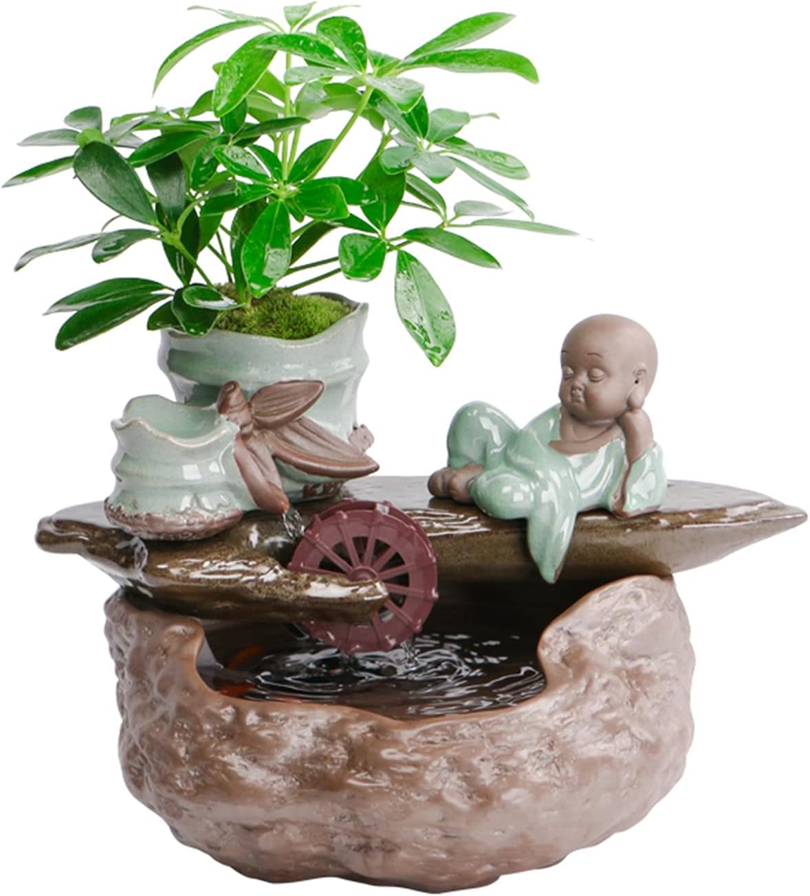 Tabletop Fountain Tabletop Water Fountain Zen Meditation Indoor Waterfall Fountain Desktop Fountain for Home Office Decor De-Stress and Relax Water Fountain Decor