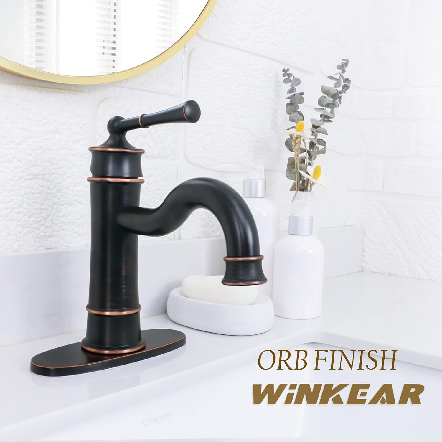 Roman Bathroom Faucet Set, Single Hole Sink Faucet With Pop Up Drain, Free Standing Tub Faucet Filler with High Pressure Handheld Shower, Oil Rubber Bronze